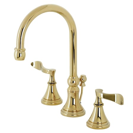Kingston Brass KS2982CFL Century Widespread Bathroom Faucet W/ Brass Pop-Up, Brass KS2982CFL